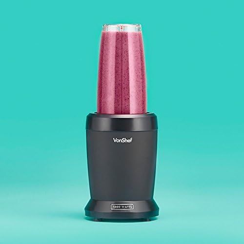  Besuchen Sie den VonShef-Store VonShef Personal Blender Multifunktionaler, leistungsstarker Smoothie-Mixer fuer Obst, Gemuese, Shakes und Eis-Zerkleinerer. Mit 800 ml und 500 ml tragbaren Bechern - 1000 W