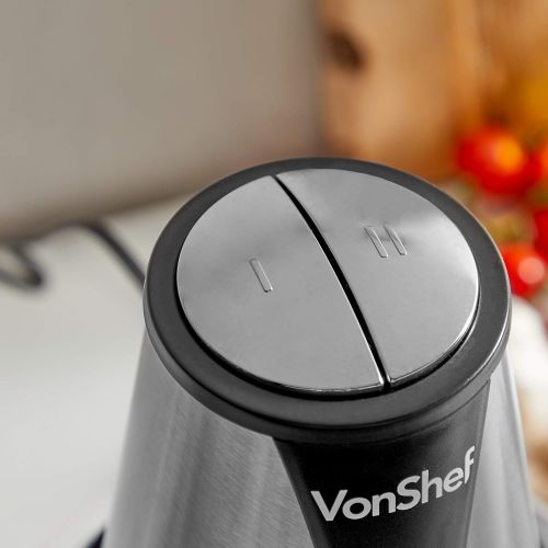  VonShef Multi-Zerkleinerer 400W Kompakt  Mit 2 Geschwindigkeitsstufen & 1,2L Glasbehalter  Perfekt fuer Salate, Suppen, Salsa, Pesto, Curry-Pasten & mehr