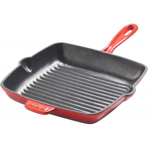  VonShef 26cm Rechteckige Grillpfanne aus Gusseisen  Passend fuer alle Herdtypen inclusive Induktion.