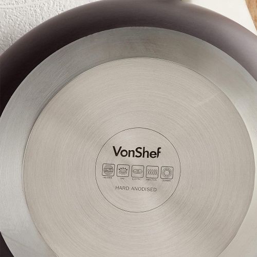  VonShef Kasserolle/ Topf Hard Anodised, Schmorpfanne aus harteloxiertem Aluminium  28 cm  Mit Antihaftbeschichtung