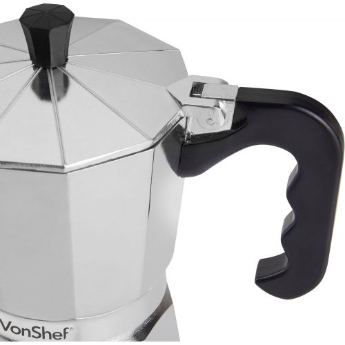  VonShef Italienischer Espresso- Kaffee- oder Mokka-Maker 6 Tassen/300ml Herdplatte Macchinetta enthalt eine Ersatzdichtung und Filter