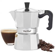 VonShef Stovetop Aluminium Espresso Maker Moka Pot, Chrome, 3 Espresso Cups