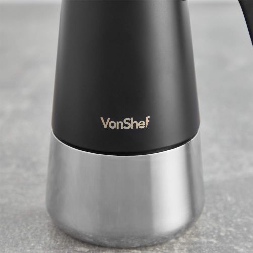  [아마존베스트]VonShef 6 Cup Espresso Maker  Matte Black Stainless Steel Stove Top Coffee Percolator  Perfect Christmas, Birthday or Housewarming Gift, Makes 6 Espresso Cups