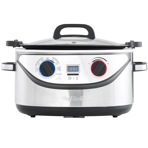  VonShef 8 in 1 Multi Cooker 5-Quart Stainless Steel - Slow Cook, Simmer, Sear, Roast, Bake, Steam & Warm