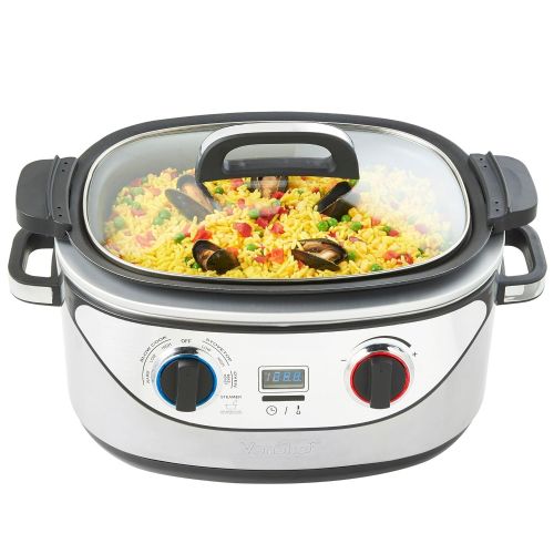  VonShef 8 in 1 Multi Cooker 5-Quart Stainless Steel - Slow Cook, Simmer, Sear, Roast, Bake, Steam & Warm