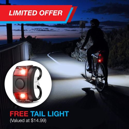  [아마존베스트]Vont Bike Light, Comes with Free Tail Light, Bicycle Light Installs in Seconds Without Tools, Powerful Bike Headlight Compatible with: Mountain, Kids, Street, Bikes, Front and Back