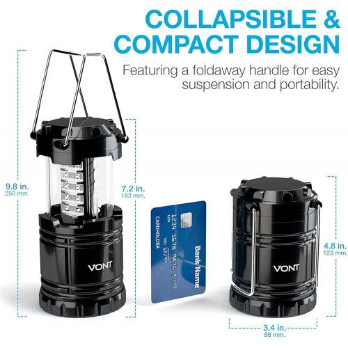  Vont 2 Pack LED Camping Lantern, Super Bright Portable Survival Lanterns, Must Have During Hurricane, Emergency, Storms, Outages, Original Collapsible Camping Lights/Lamp (Batterie