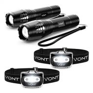 Vont Adventure for 2 Bundle - 2-Pack Flashlight + 2-Pack Spark Headlamps - Lighting Pack for All Your Outdoor Adventures - Reliable Lighting Partner for Emergencies - Water & Press
