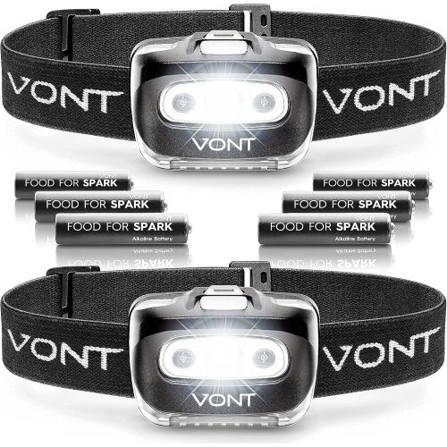  Vont 2-Pack Spark Headlamp + 4-Pack Lantern Bundle - Must-Have for Biking, Camping, Hiking, Hunting, Other Outdoor and Night Activities - Ideal for Emergencies and Outages During S