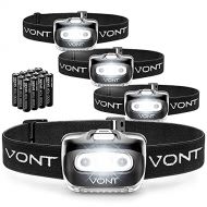 Vont LED Headlamp. IPX5 Waterproof, [4 Pack, Batteries Included] 7 Modes incl/ Red Light, Head Lamp for Running, Camping, Hiking, Fishing, Jogging, Headlight Headlamps for Adults &