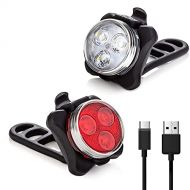 Vont Pyro Bike Light Set, USB Rechargeable, Super Bright Bicycle Light, Bike Lights Front and Back, Bike Headlight, 2X Longer Battery Life, Waterproof, 4 Modes (2 Cables, 4 Straps)