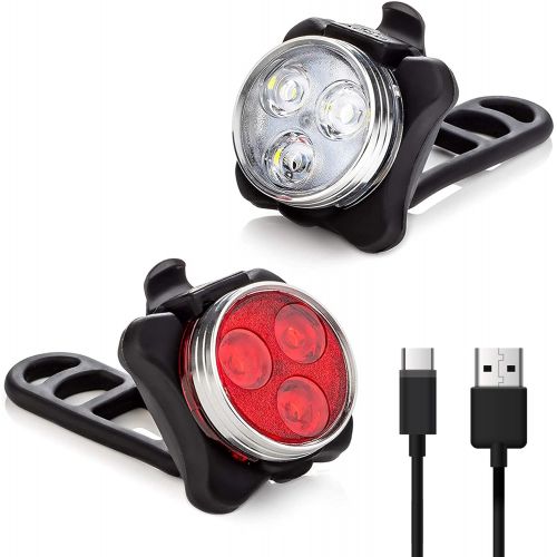  Vont Pyro Bike Light Set, USB Rechargeable, Super Bright Bicycle Light, Bike Lights Front and Back, Bike Headlight, 2X Longer Battery Life, Waterproof, 4 Modes (2 Cables, 4 Straps)