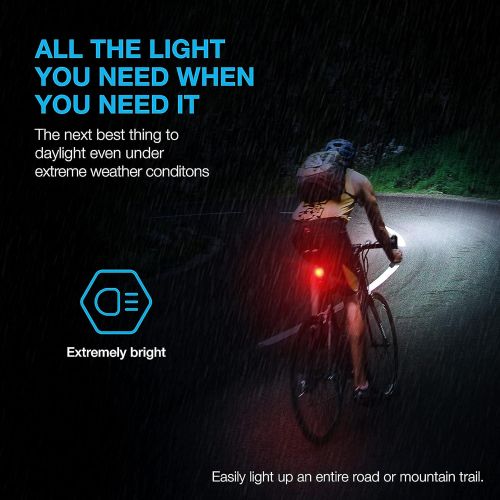  Vont Rechargeable Bike Light Set, Bicycle Light, Instant Install Without Tools, Fits All Bikes - 3 Modes, Bike Lights Front and Back Illumination - Waterproof, Lightweight, Durable