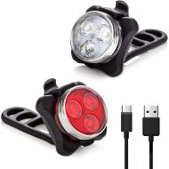 Vont Pyro Bike Light Set, USB Rechargeable, Super Bright Bicycle Light, Bike Lights Front and Back, Bike Headlight, 2X Longer Battery Life, Waterproof, 4 Modes (2 Cables, 4 Straps)
