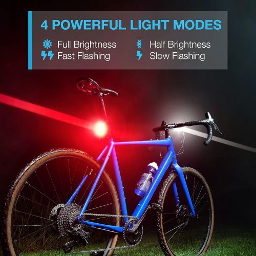  Vont Pyro Bike Light Set, USB Rechargeable, Super Bright Bicycle Light, Bike Lights Front and Back, Bike Headlight, 2X Longer Battery Life, Waterproof, 4 Modes (2 Cables, 4 Straps)