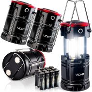 Vont LED Lantern Pro, Camping Lantern [4 Pack] 2X Brighter, Collapsible 360 Illumination w/ Red Light, Battery Powered/Operated Emergency Light for Hurricanes/Outages, Camping Ligh