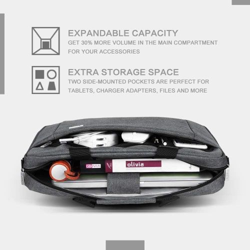  [아마존베스트]Voova 17 17.3 Inch Laptop Bag Briefcase, Expandable Multi-function Shoulder Messenger Bag, Waterproof Computer Handbag Carrying Case with Organizer Pocket for Men Women, Business T