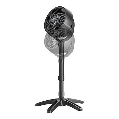 보네이도 Vornado 683 Medium Pedestal Whole Room Air Circulator Fan, 3 Speed Control, Adjustable Standing Height, 32 to 38 Inches, Black