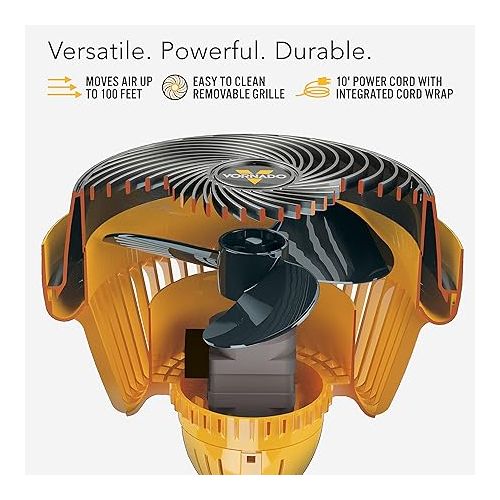 보네이도 Vornado 293 Large Heavy Duty Air Circulator Shop Fan, Yellow, 16 In.