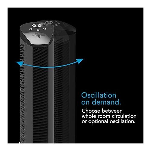 보네이도 Vornado OSCR37 Oscillating Tower Fan and Air Circulator with Remote, Smooth Oscillation, Timer and Touch Controls, 37-Inch,Black