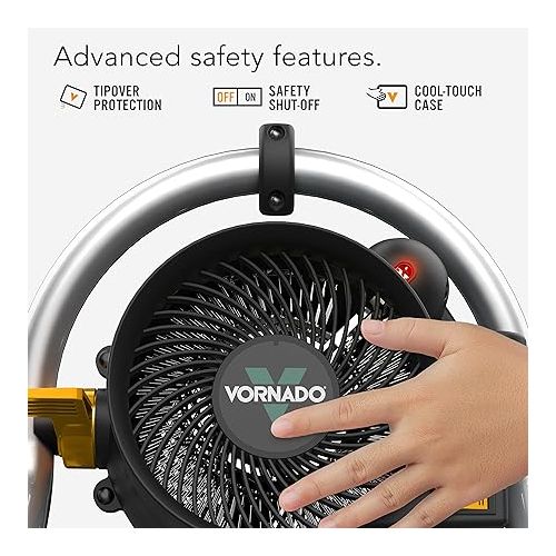 보네이도 Vornado Velocity HD Garage Space Heater with Fan, Tilt Head, Advanced Safety Features,Black, Whole Room