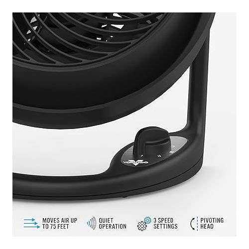 보네이도 Vornado 610 Whole Room Air Circulator Fan with 3 Speeds, Black, Medium