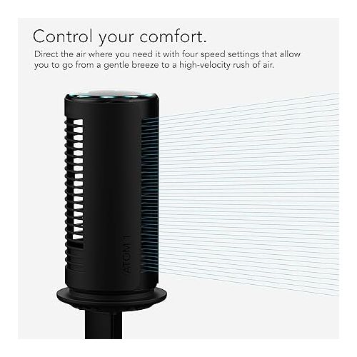 보네이도 Vornado ATOM 1S Compact Oscillating Tower Fan with Removable Stand, 40