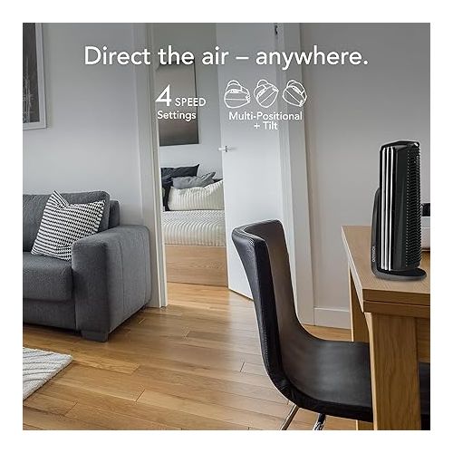 보네이도 Vornado Duo Small Room Tower Air Circulator Fan, Black, 14 In.