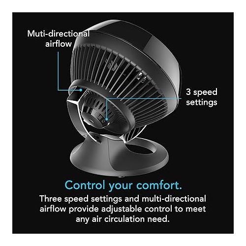 보네이도 Vornado 460 Whole Room Air Circulator, Small Fan with 3 Speeds, Adjustable Tilt, Easy to Clean, Moves Air 70 Feet, Quiet Fan for Home, Office, Bedroom, Black