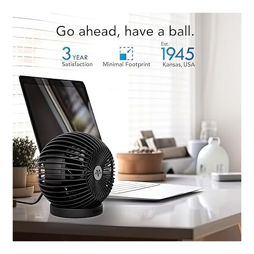 보네이도 Vornado SPHERE Personal Fan, Small Desktop Globe Fan, Adjustable Fan with Electric Plug In, Quiet Fan for Bedside, Table Top, and Desk