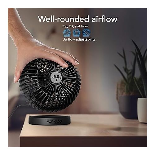 보네이도 Vornado SPHERE Personal Fan, Small Desktop Globe Fan, Adjustable Fan with Electric Plug In, Quiet Fan for Bedside, Table Top, and Desk