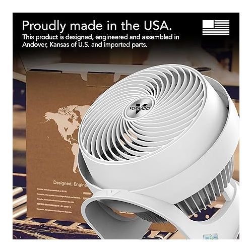 보네이도 Vornado 733DC Whole Room Energy Smart Air Circulator Fan, Made in USA, Variable Speed Control, White, Large