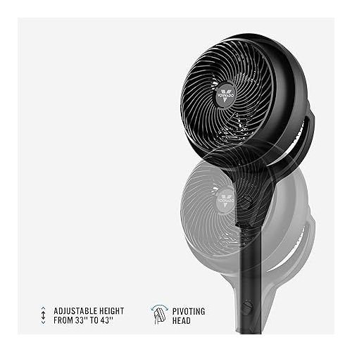 보네이도 Vornado 602 Whole Room Air Circulator Pedestal Fan with 3 Speeds, Adjustable Height, Personal, Black