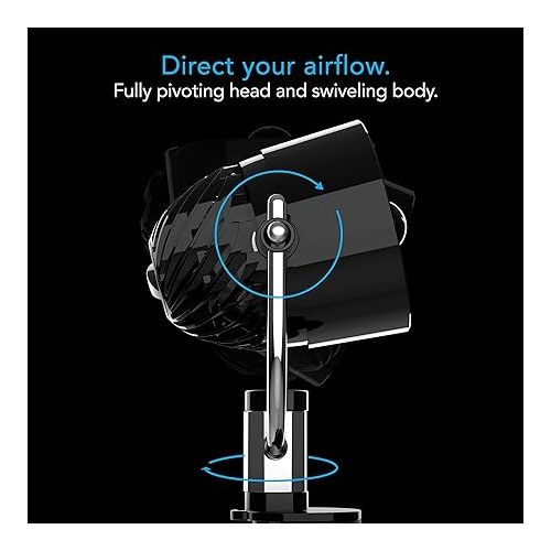 보네이도 Vornado PIVOTC Personal Air Circulator Fan with Multi-Surface Clip, Black (CR1-0387-06)