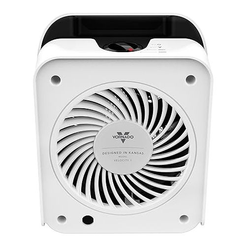 보네이도 Vornado Velocity 1 Personal Space Heater with 2 Heat Settings and Advanced Safety Features, Small, White