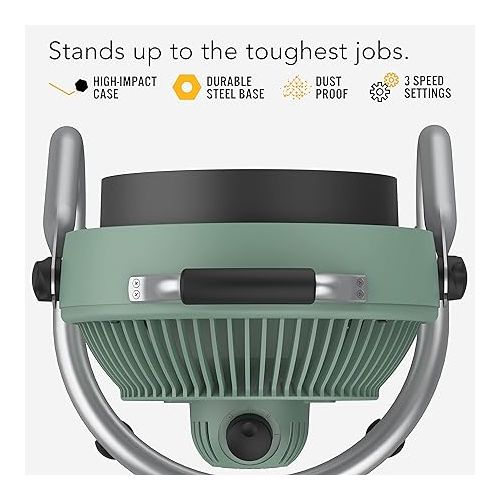 보네이도 Vornado 293HD Heavy Duty Air Circulator Shop, 3-Speed Floor Fan, Adjustable Head, Easy-Clean Grill, Large (293), Green, 16 in