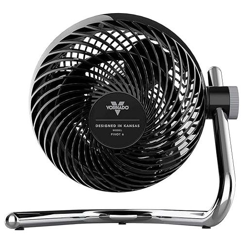 보네이도 Vornado Pivot6 Whole Room Air Circulator Fan with 4 Speeds, Remote Control, Rotating Axis, Black