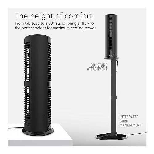 보네이도 Vornado ATOM 2S AE Oscillating Tower Fan with Stand, Alexa Enabled,Black