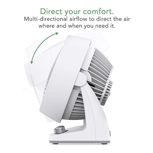 보네이도 Vornado 133DC Energy Smart Compact Air Circulator Fan with Variable Speed Control, White, CR1-0349-73