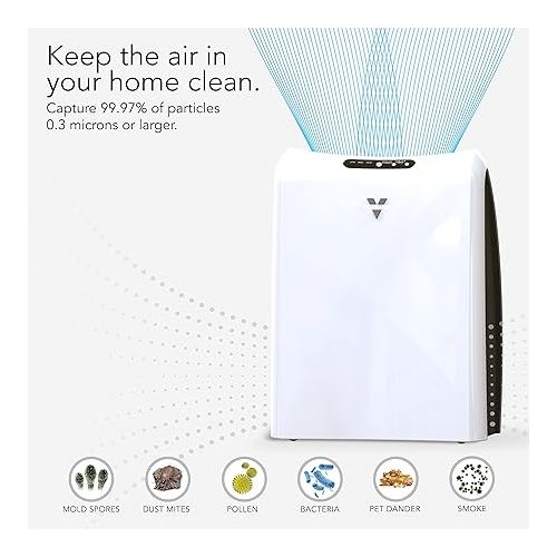 보네이도 Vornado AC350 Air Purifier with True HEPA Filter, Captures Allergens, Smoke, Odors, Pollen, Dust, Mold Spores, Pet Dander