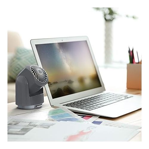 보네이도 Vornado Flippi V6 Compact Air Circulator Fan, Quiet Portable Travel Fan for Office or Bedroom, Adjustable Head, 2 Speeds, Storm Gray