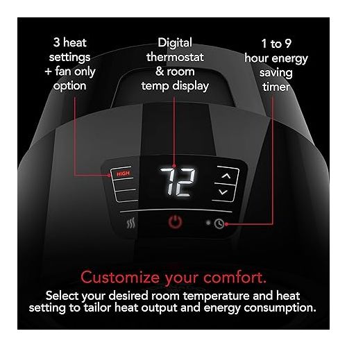 보네이도 Vornado Velocity 3R Whole Room Space Heater with Timer, Adjustable Thermostat, Black & MVH Vortex Heater with 3 Heat Settings, Adjustable Thermostat, Tip-Over Protection, Black