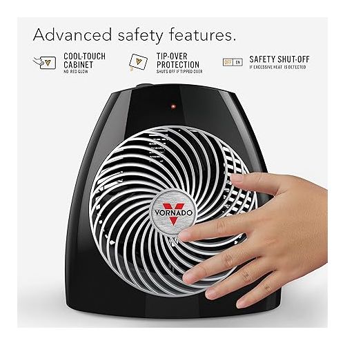 보네이도 Vornado Velocity 3R Whole Room Space Heater with Timer, Adjustable Thermostat, Black & MVH Vortex Heater with 3 Heat Settings, Adjustable Thermostat, Tip-Over Protection, Black