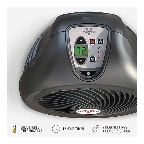 보네이도 Vornado AVH2 Advanced Whole Room Heater with Automatic Climate Control, Timer, Fan Only Option, Black, Compact