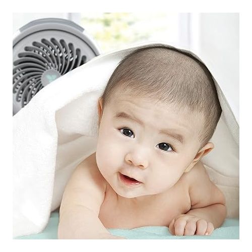 보네이도 Breesi Nursery Air Circulator Fan for Baby and Kids Room with Child Lock, Hidden Cord Storage, Finger-Friendly Design, White