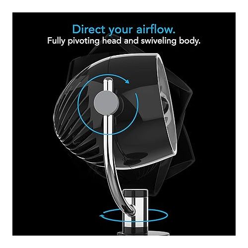 보네이도 Vornado Pivot6 Whole Room Air Circulator Fan Bundle with Pivot3C Compact Clip On Fan, Black