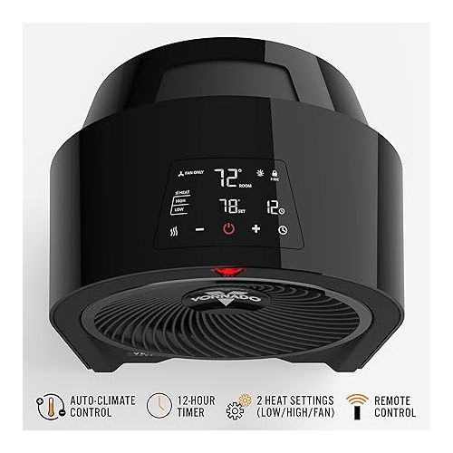 보네이도 Vornado Velocity 5R Whole Room Space Heater with Remote Control, Black & MVH Space Heater with 3 Heat Settings, Adjustable Thermostat