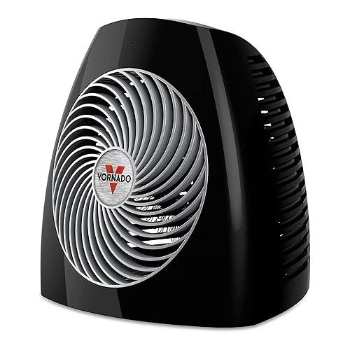 보네이도 Vornado VMHi600 Whole Room Metal Space Heater & MVH Space Heater with 3 Heat Settings, Adjustable Thermostat, Tip-Over Protection, Auto Safety Shut-Off System, Indoor Use, Whole Room, Black