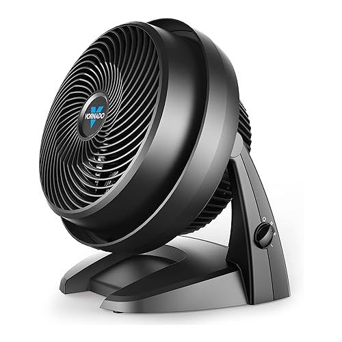 보네이도 Vornado 733DC Whole Room Energy Smart Air Circulator Fan, Made in USA, Variable Speed Control, White, Large & 630 Mid-Size Whole Room Air Circulator Fan, Black