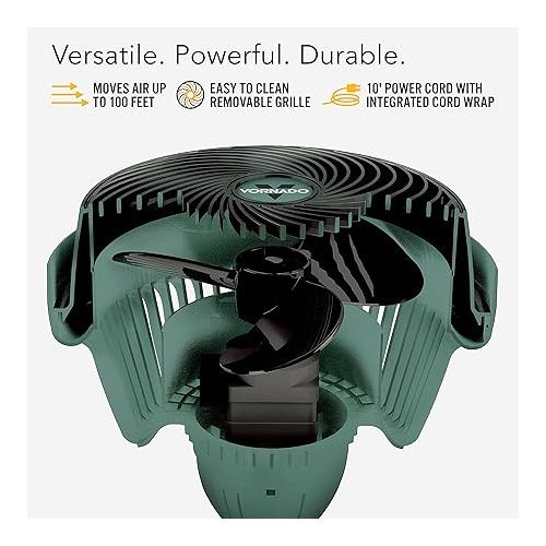 보네이도 Vornado 293 16 In. Heavy Duty Air Circulator Shop Fan Bundle, Yellow and Green